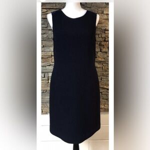 Armani Collezioni Virgin Wool Shift Style Dress Sz 6 Blue Textured Sleeveless